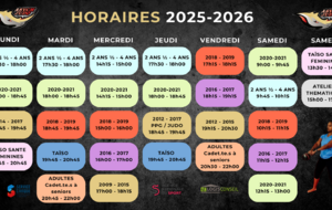 Les horaires 2025-2026